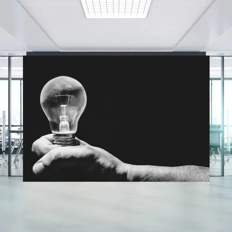 Fototapeta monochromatyczna ręka trzymająca żarówkę
