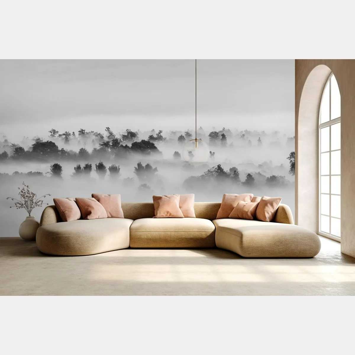 Fototapeta mglisty las czarno-biały – Wallissimo® Fototapeta mglisty las czarno-biały – Wallissimo®