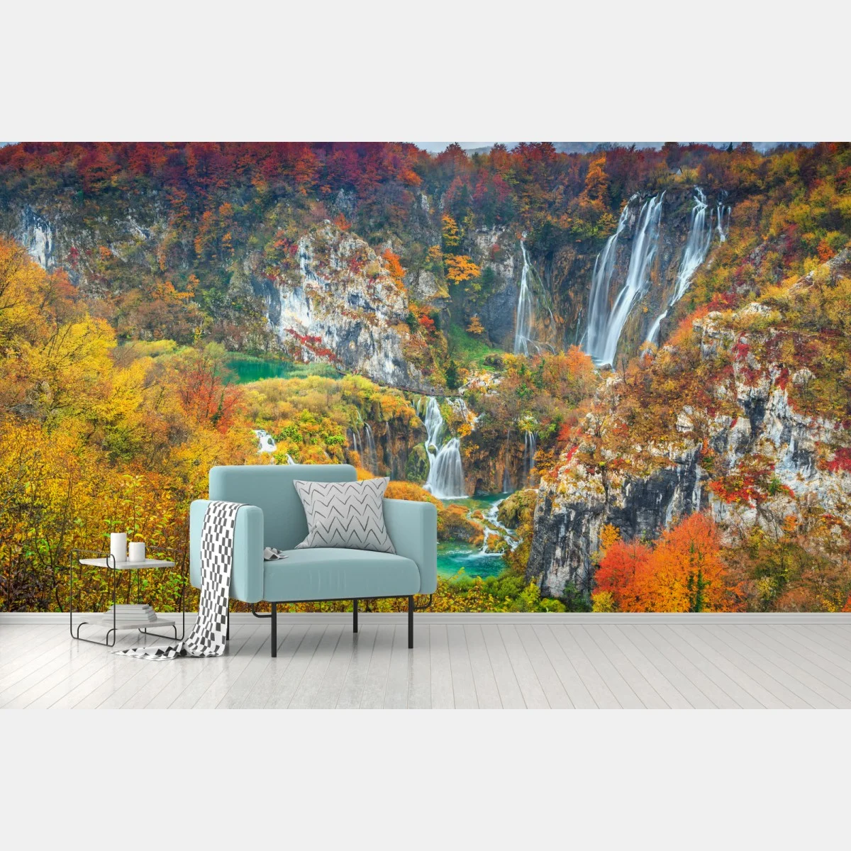 Fototapeta jesienne wodospady w malowniczym lesie – Wallissimo® Fototapeta jesienne wodospady w malowniczym lesie – Wallissimo®