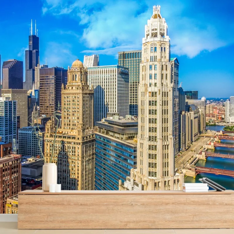 Fototapeta Chicago panorama nad rzeką