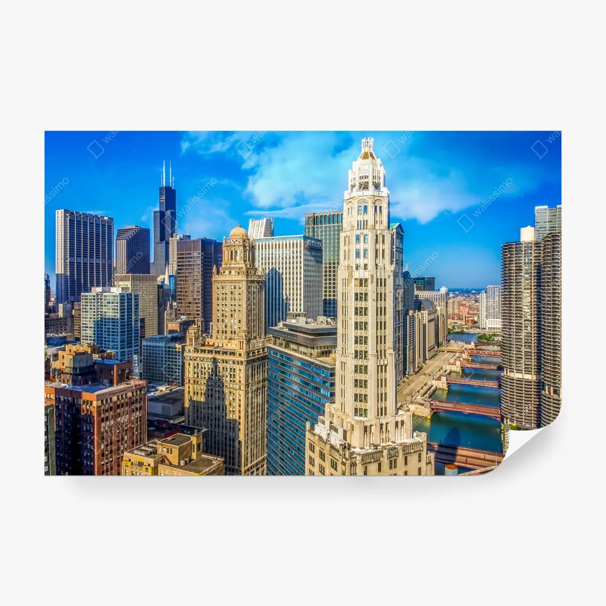 Fototapeta Chicago panorama nad rzeką – Wallissimo®