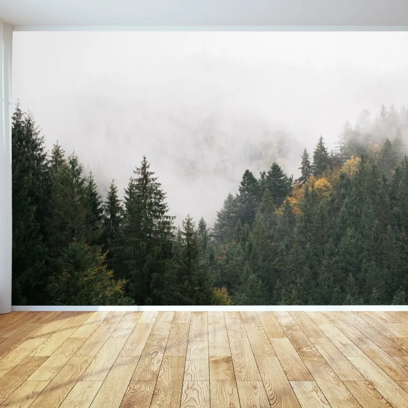 Fototapeta mglisty górski las