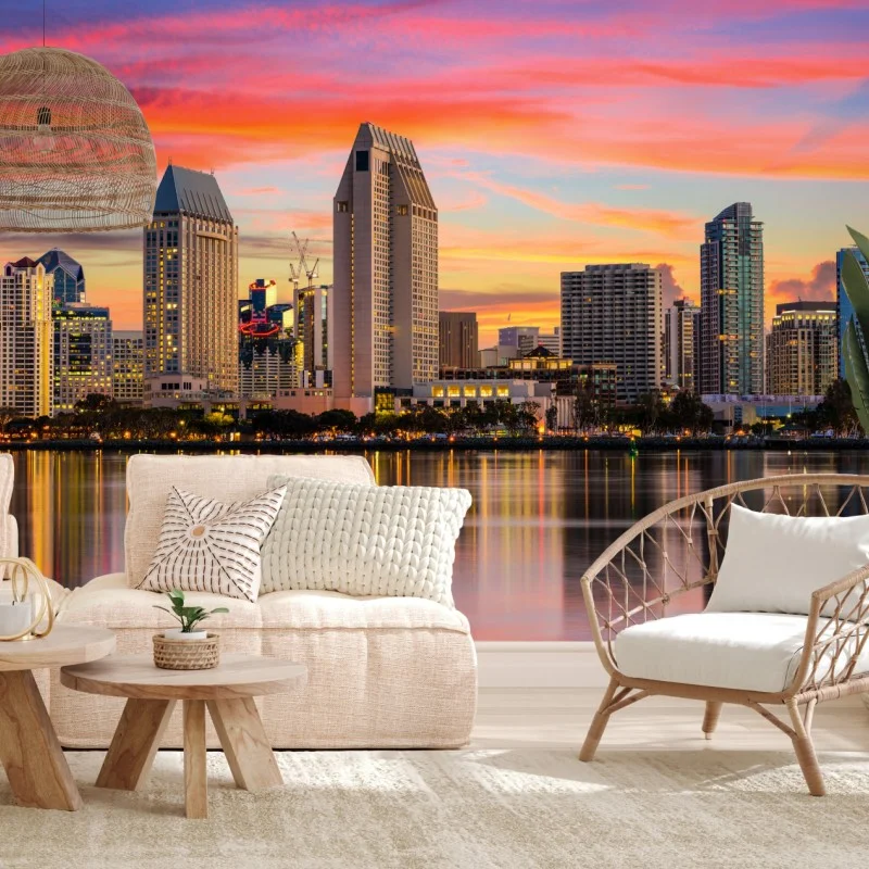 Fototapeta San Diego panorama miasta o zachodzie słońca