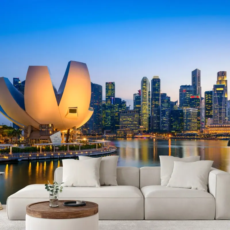 Fototapeta Singapur panorama miasta o zmierzchu
