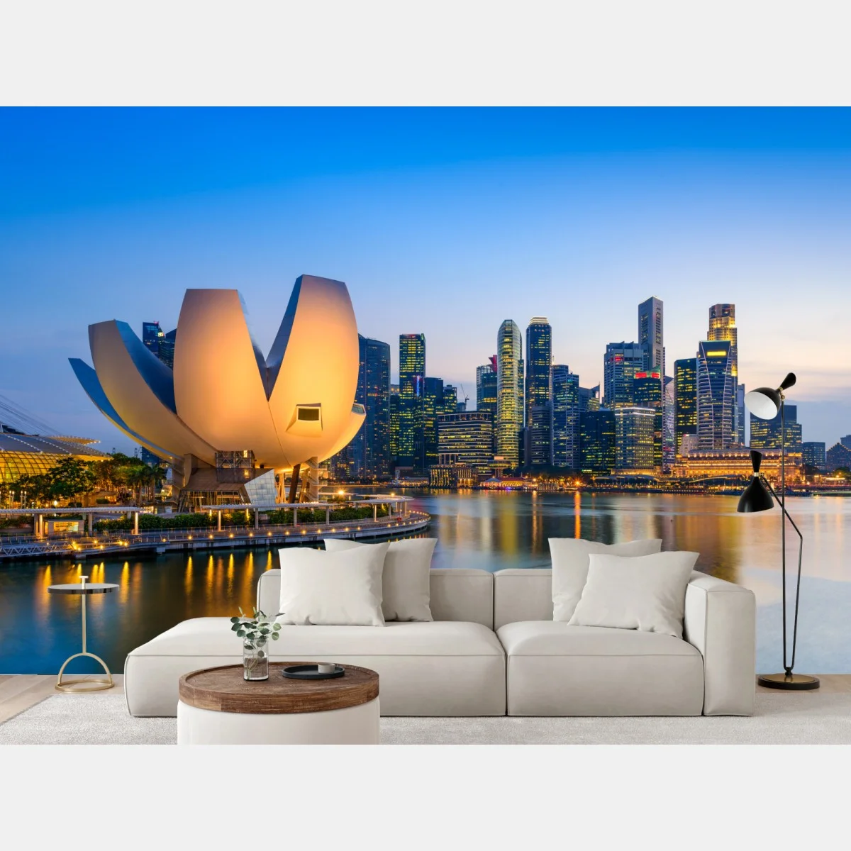 Fototapeta Singapur panorama miasta o zmierzchu – Wallissimo® Fototapeta Singapur panorama miasta o zmierzchu – Wallissimo®