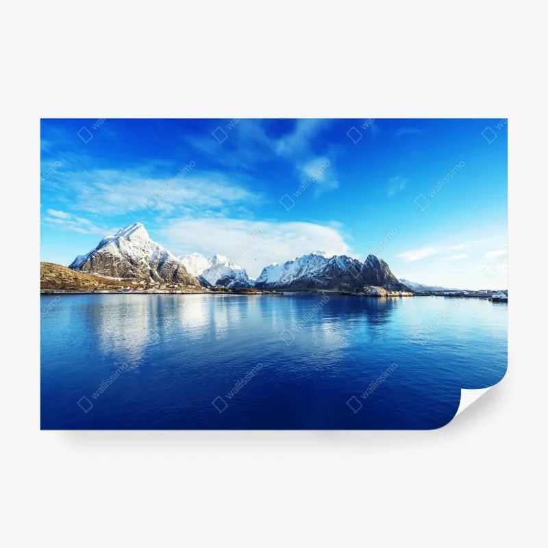 Fototapeta spokojny zimowy fiord w Reine, Lofoty