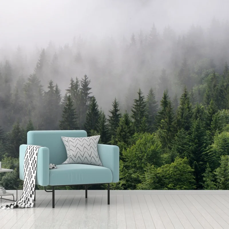 Fototapeta mglisty las iglasty panorama