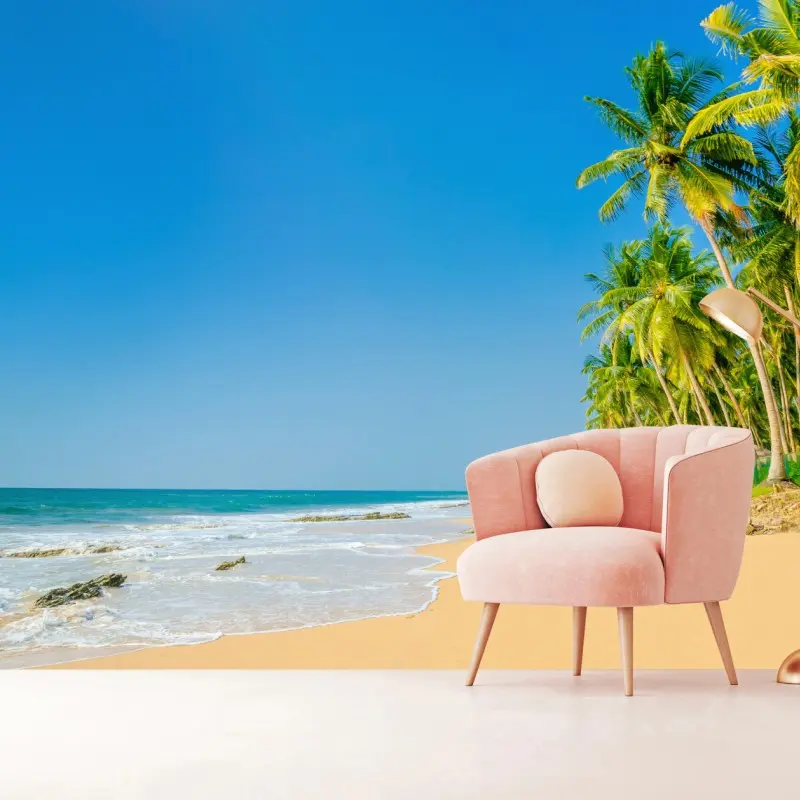 Fototapeta tropikalna plaża z palmami