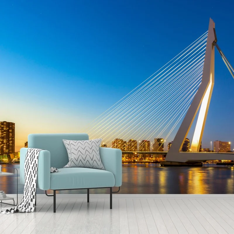 Fototapeta Rotterdam most Erazma o zmierzchu