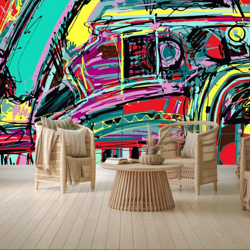 Fototapeta żywa turkusowa abstrakcyjna kompozycja samochodowa