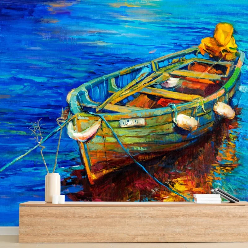 Fototapeta łódź o zachodzie słońca