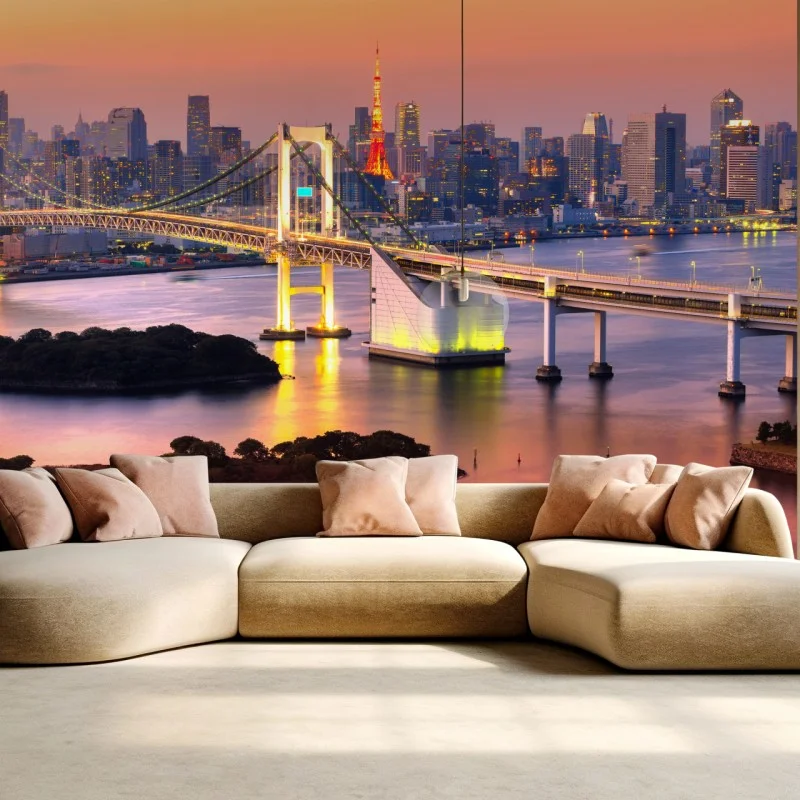 Fototapeta Tokio panorama o zachodzie słońca