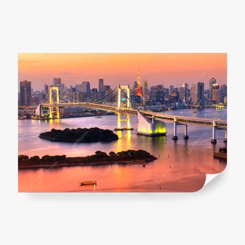 Fototapeta Tokio panorama o zachodzie słońca