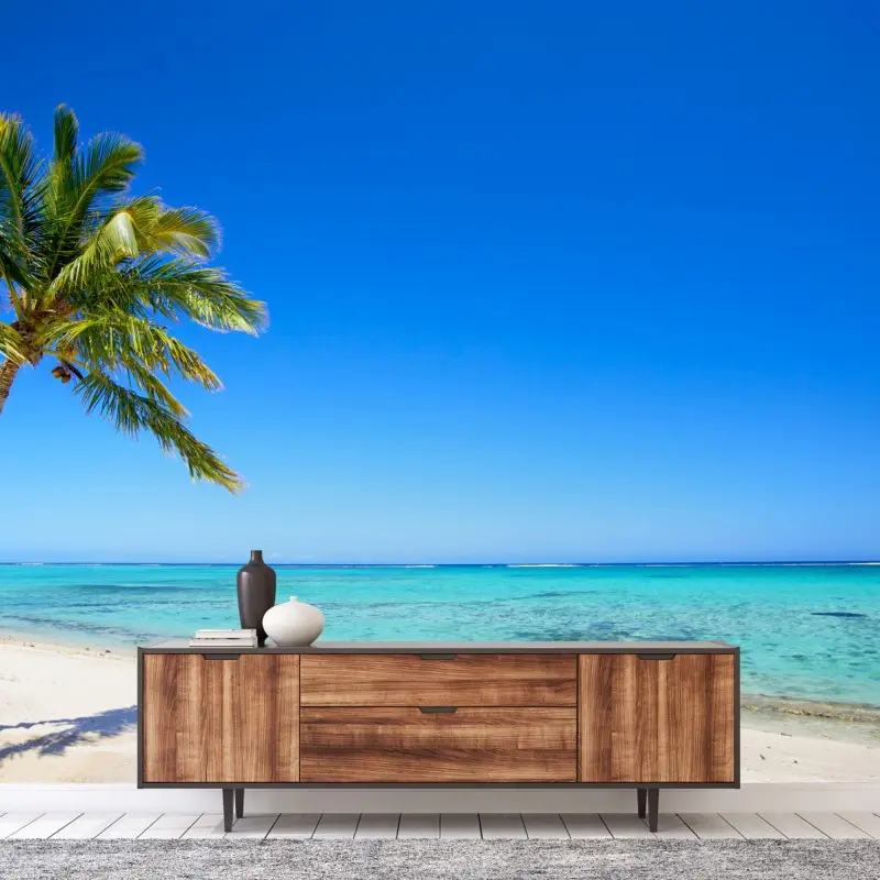 Fototapeta tropikalna plaża z palmą