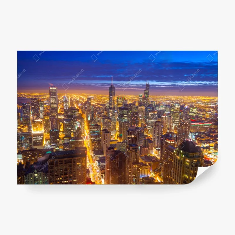 Fototapeta Chicago nocna panorama miasta – Wallissimo® Fototapeta Chicago nocna panorama miasta – Wallissimo®
