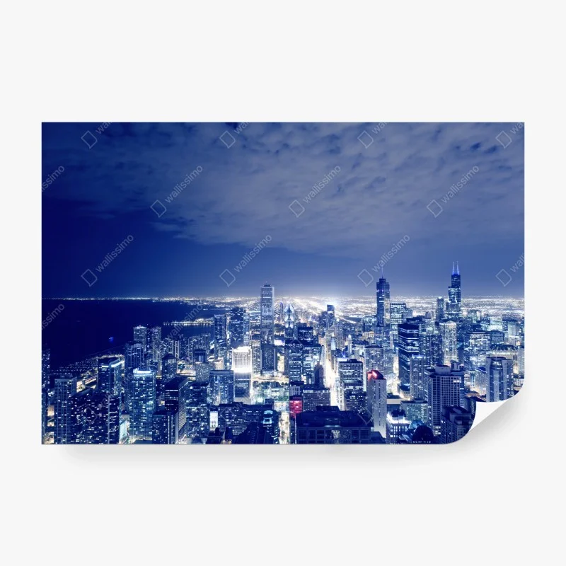 Fototapeta Chicago nocna panorama miasta