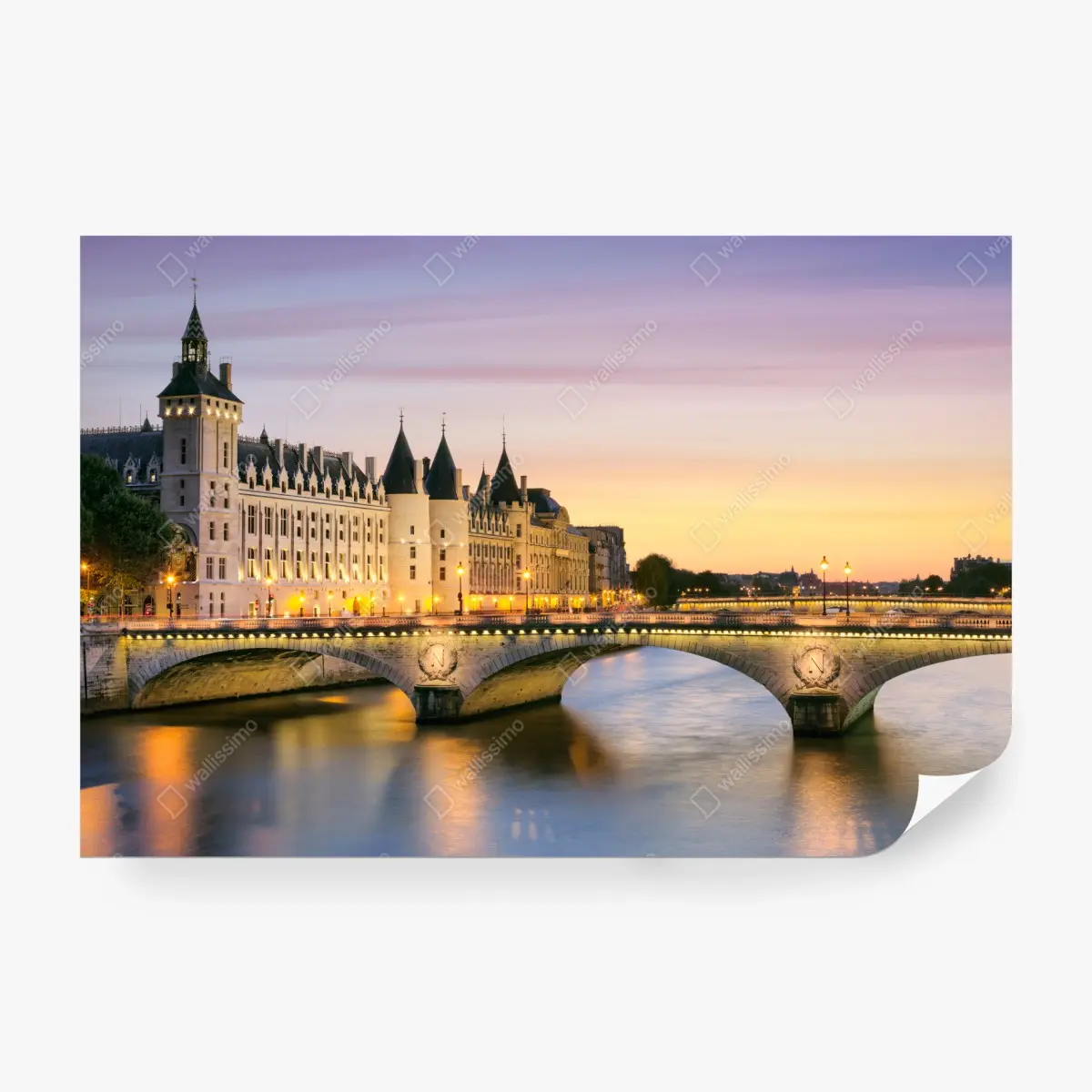 Fototapeta Paryż zachód słońca nad zabytkowym mostem – Wallissimo®