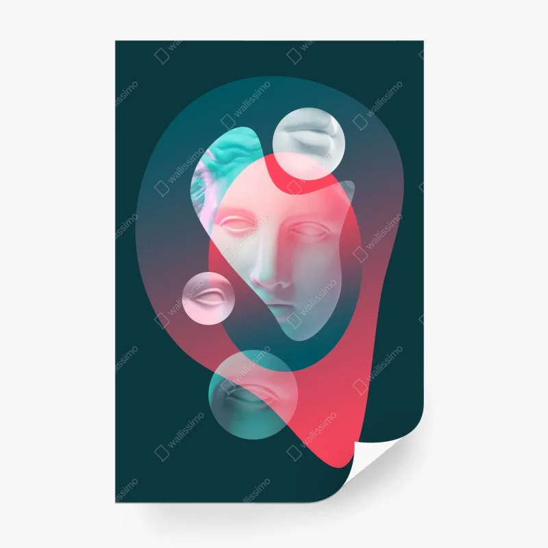 Fototapeta surrealistyczna klasyczna twarz w duotonie