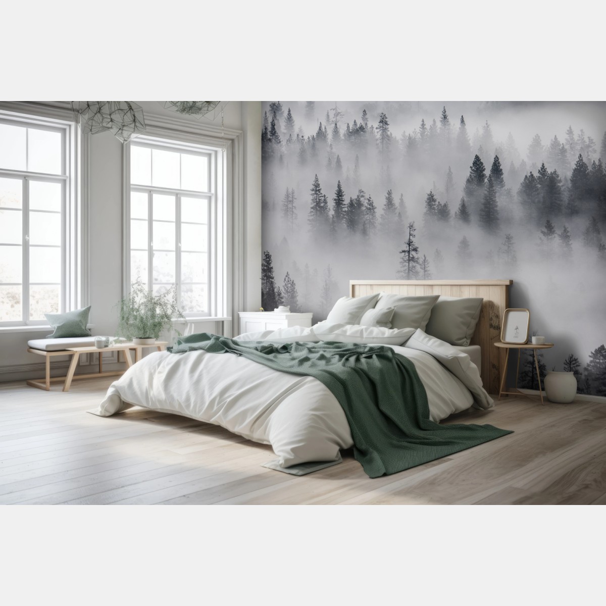 Fototapeta mglisty las sosnowy – Wallissimo®