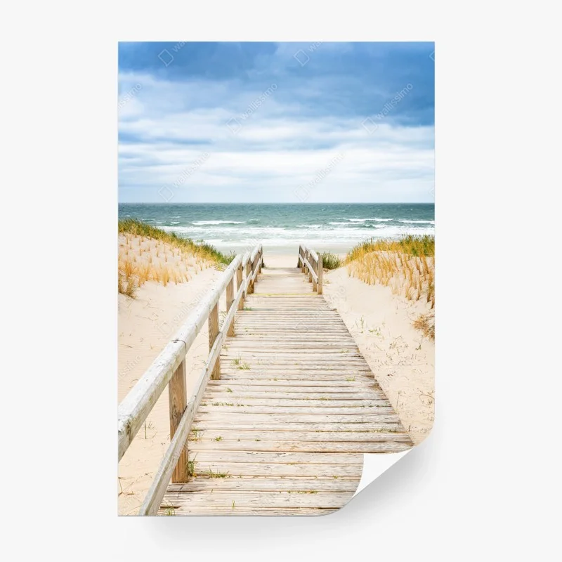Fototapeta drewniany pomost prowadzący na plażę, Sylt