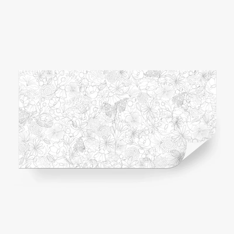 Fototapeta delikatny ręcznie rysowany kwiatowy wzór liniowy