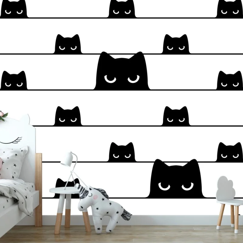 Fototapeta figlarne koty wyglądające zza pasków