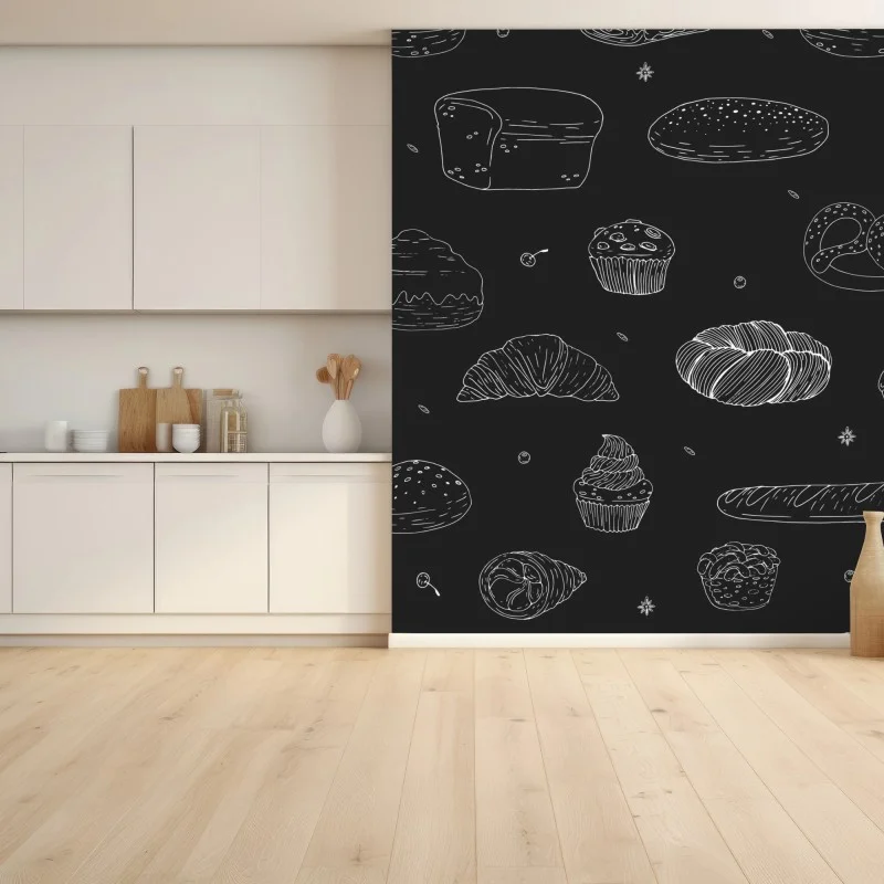 Fototapeta wzór wypieków na czarnym tle