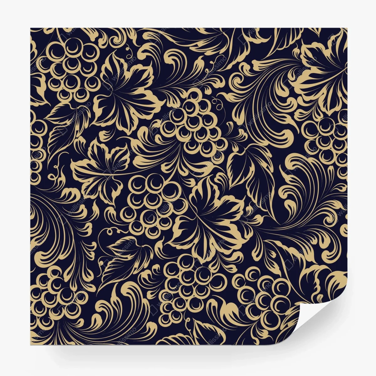 Fototapeta elegancki barokowy wzór z winogronami w złocie – Wallissimo®