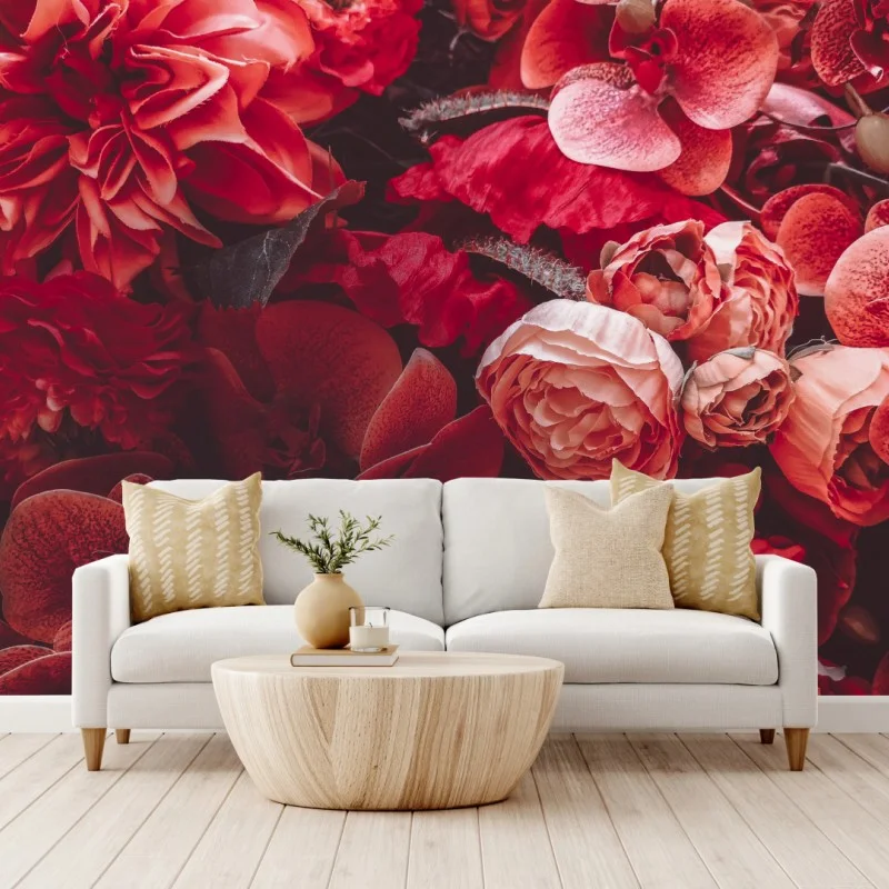 Fototapeta kwiatowa symfonia w odcieniach czerwieni