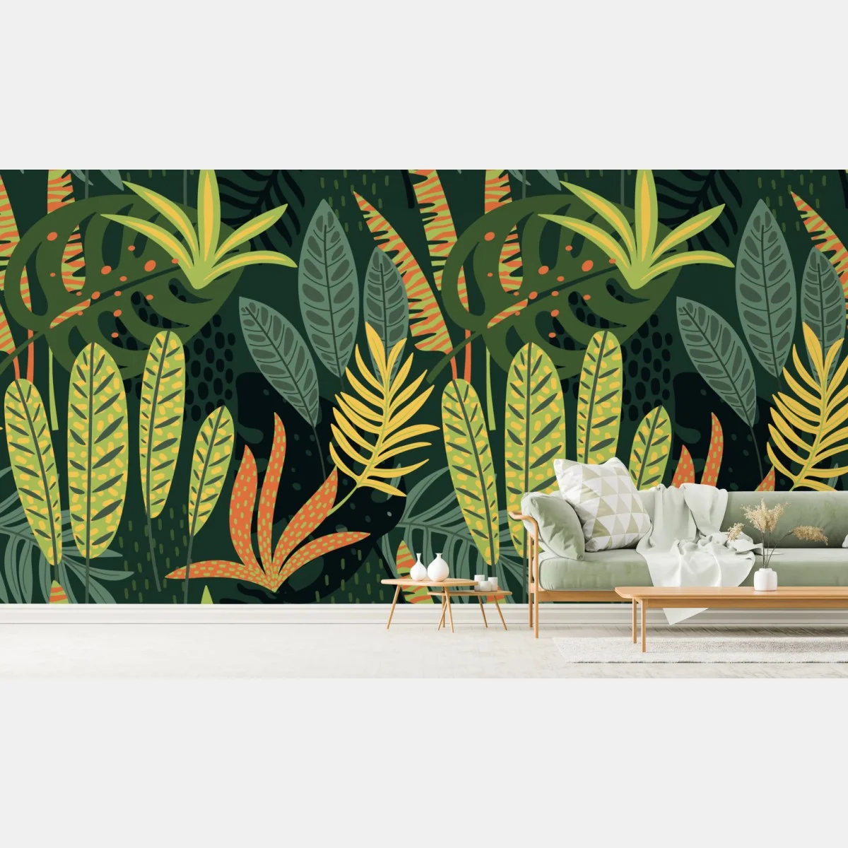 Fototapeta tropikalna dżungla bujnych liści – Wallissimo® Fototapeta tropikalna dżungla bujnych liści – Wallissimo®