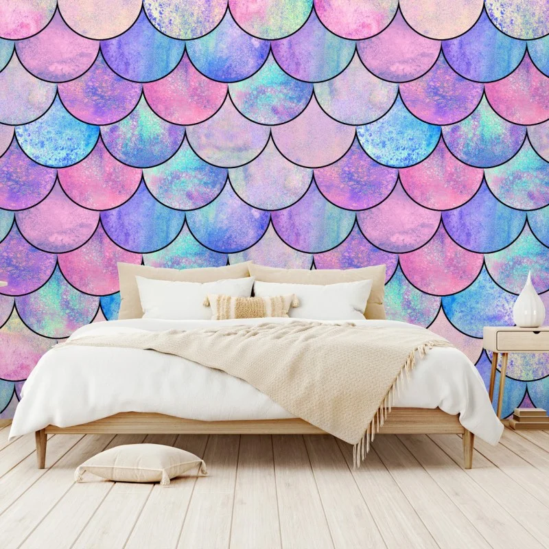 Fototapeta pastelowy wzór łusek syreny