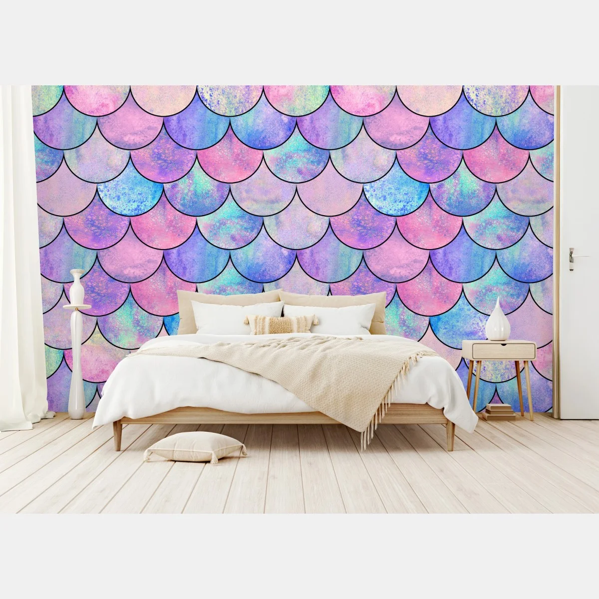 Fototapeta pastelowy wzór łusek syreny – Wallissimo® Fototapeta pastelowy wzór łusek syreny – Wallissimo®