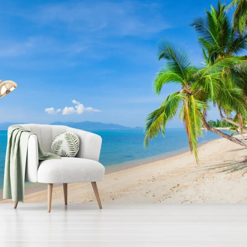 Fototapeta tropikalna plaża z palmami
