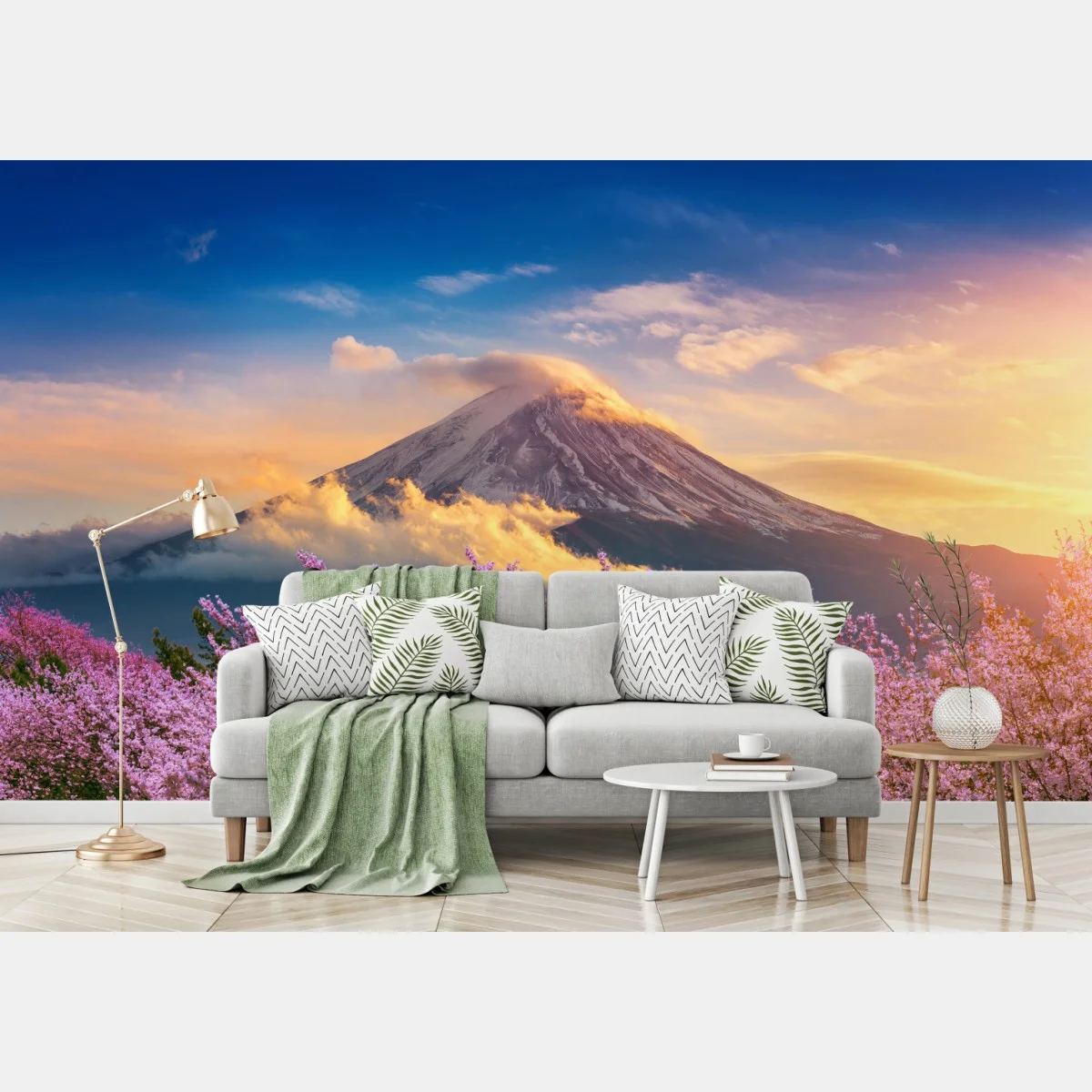 Fototapeta Góra Fuji z kwitnącą sakurą o wschodzie słońca – Wallissimo® Fototapeta Góra Fuji z kwitnącą sakurą o wschodzie słońca – Wallissimo®