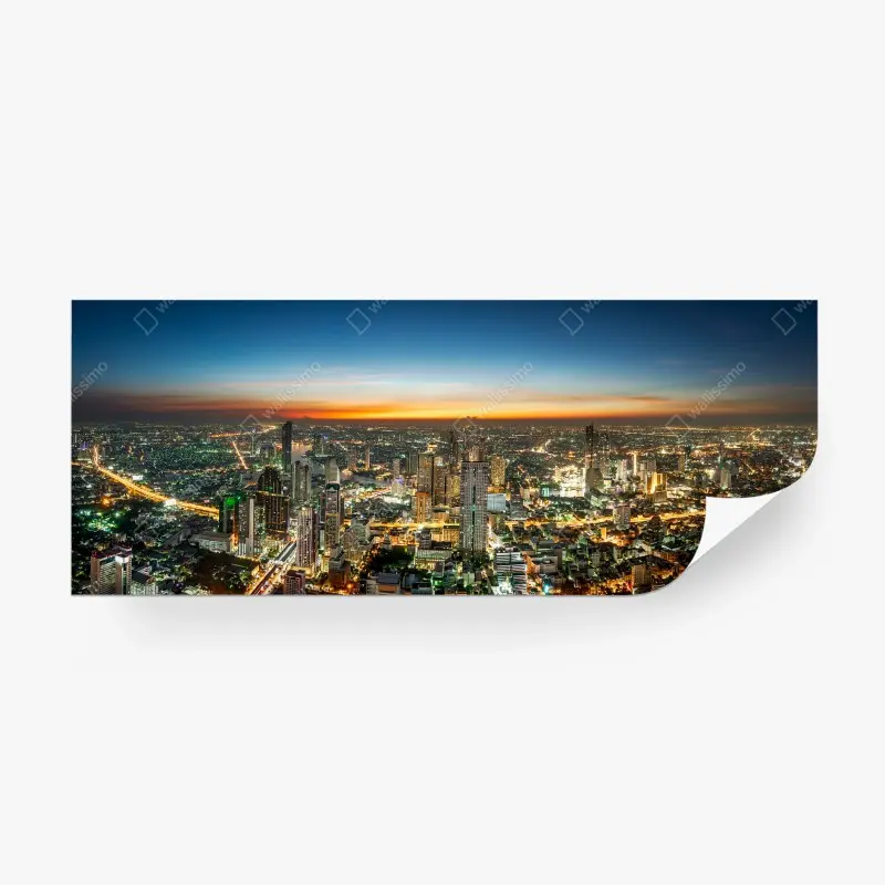 Fototapeta panorama Bangkoku o zmierzchu – Wallissimo® Fototapeta panorama Bangkoku o zmierzchu – Wallissimo®