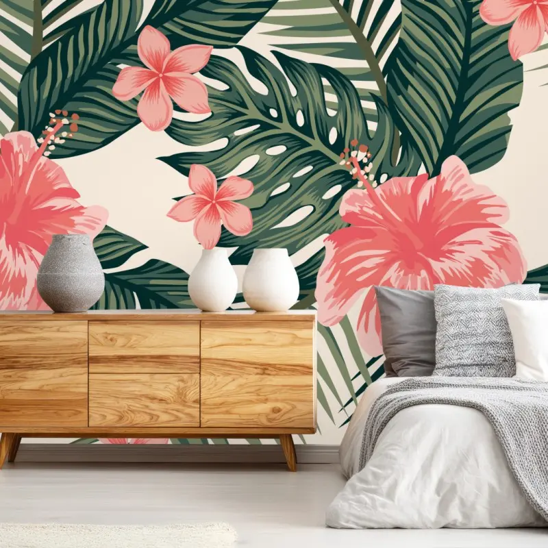 Fototapeta tropikalny wzór hibiskusa