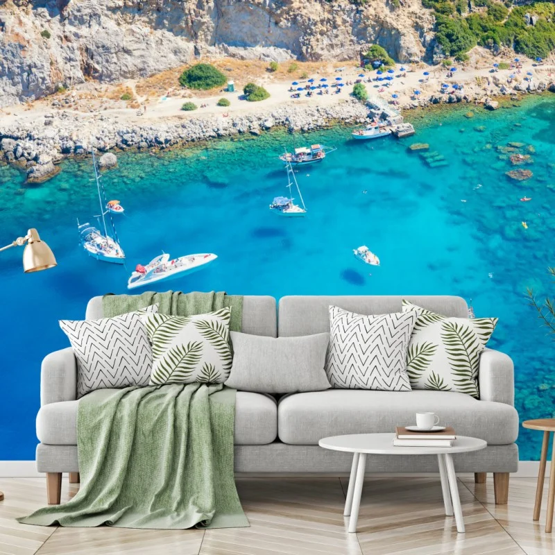 Fototapeta widok z lotu ptaka na zatokę Anthony Quinn, Rodos