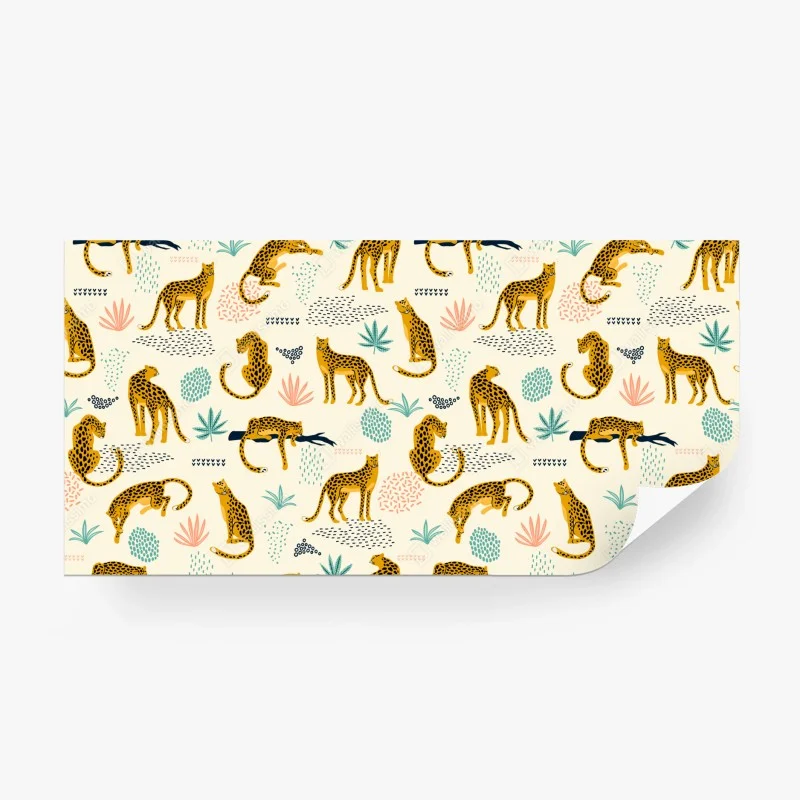 Fototapeta wzór z gepardami w pastelowych tonach