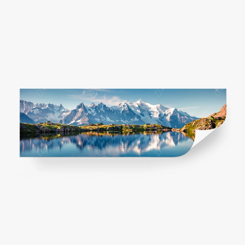 Fototapeta panorama Mont Blanc odbita w Lac Blanc