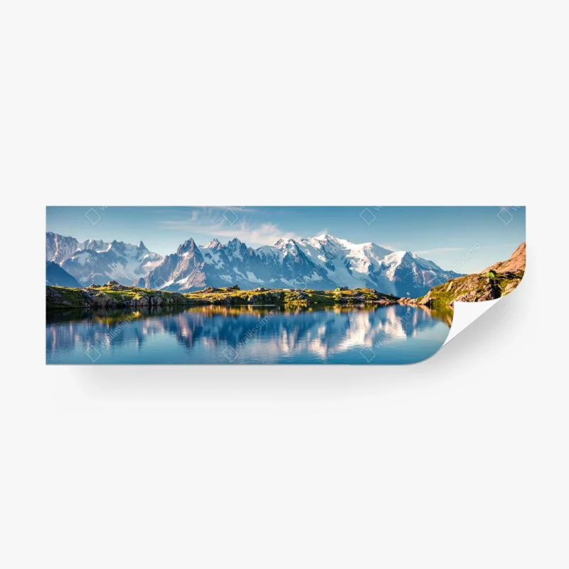 Fototapeta panorama Mont Blanc odbita w Lac Blanc