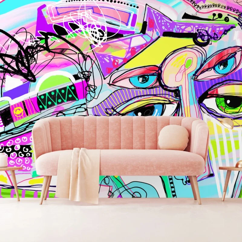 Fototapeta abstrakcyjna twarz w żywych kolorach