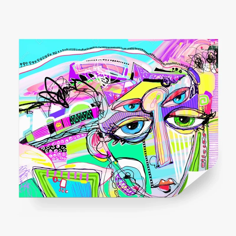 Fototapeta abstrakcyjna twarz w żywych kolorach