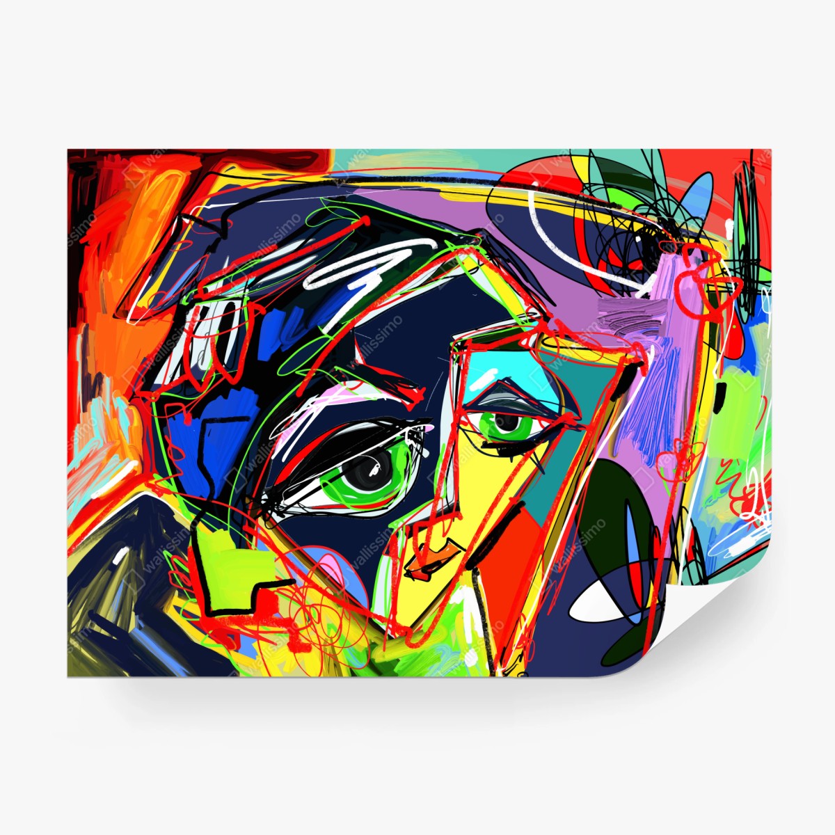 Fototapeta kolorowy abstrakcyjny portret twarzy – Wallissimo®