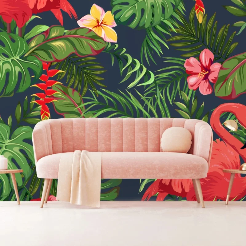 Fototapeta tropikalny wzór z flamingami