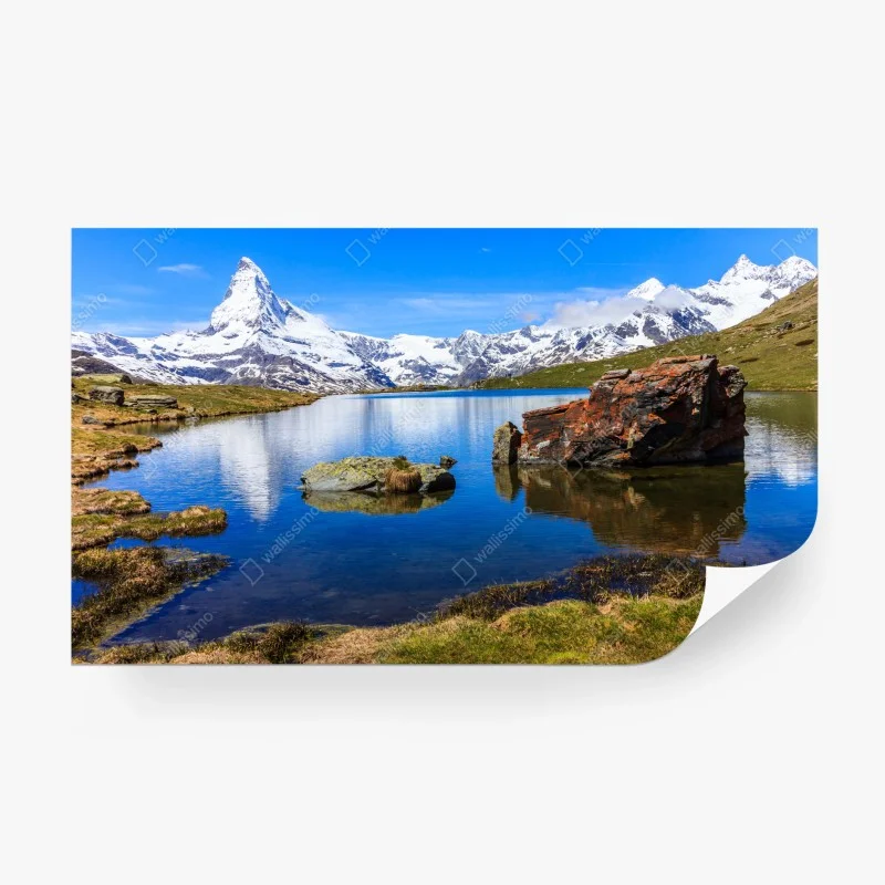 Fototapeta spokojne odbicie Matterhornu nad jeziorem Stellisee, Zermatt