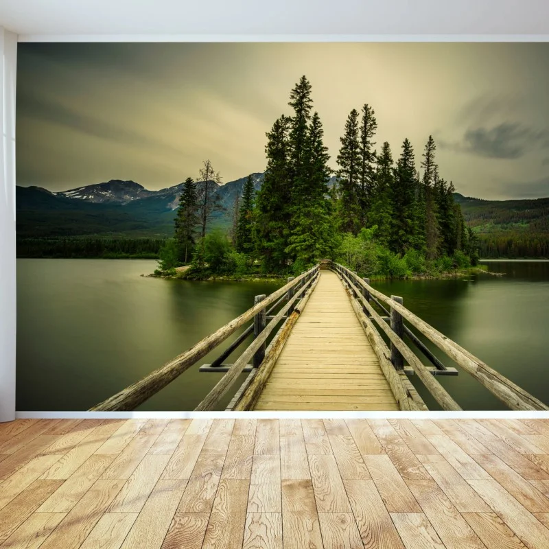 Fototapeta wieczorny spacer na wyspę Pyramid, Park Narodowy Jasper