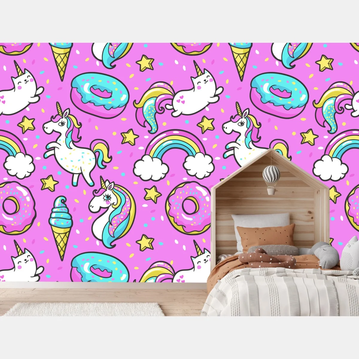 Fototapeta pastelowe jednorożce i słodkości – Wallissimo® Fototapeta pastelowe jednorożce i słodkości – Wallissimo®