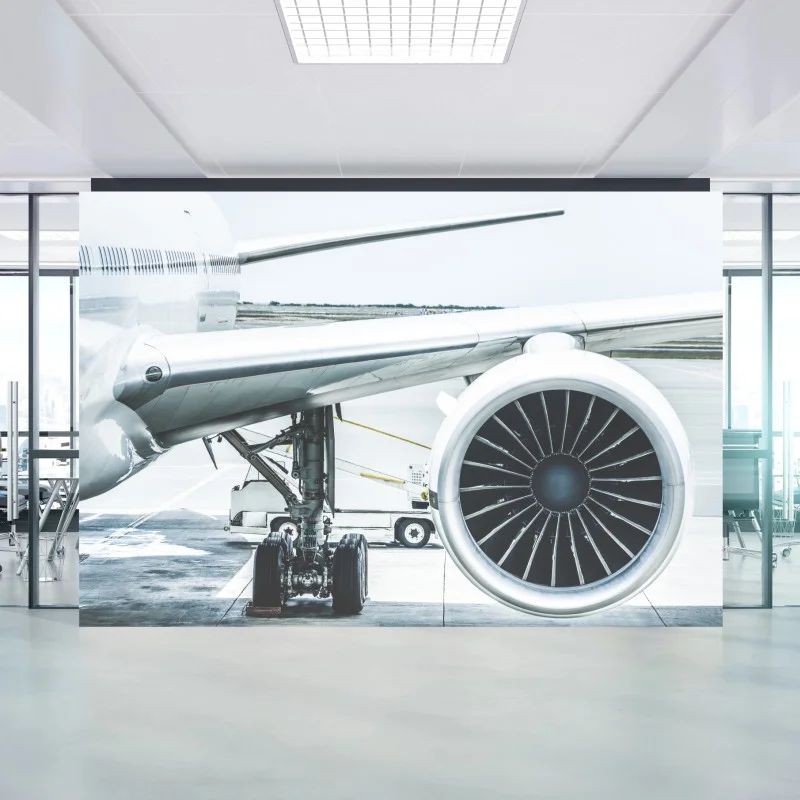 Fototapeta zbliżenie silnika odrzutowego na terminalu