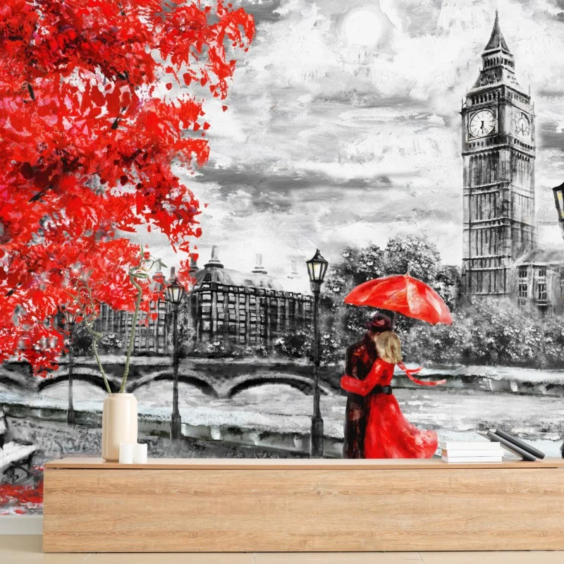 Fototapeta romantyczny deszczowy wieczór w Londynie