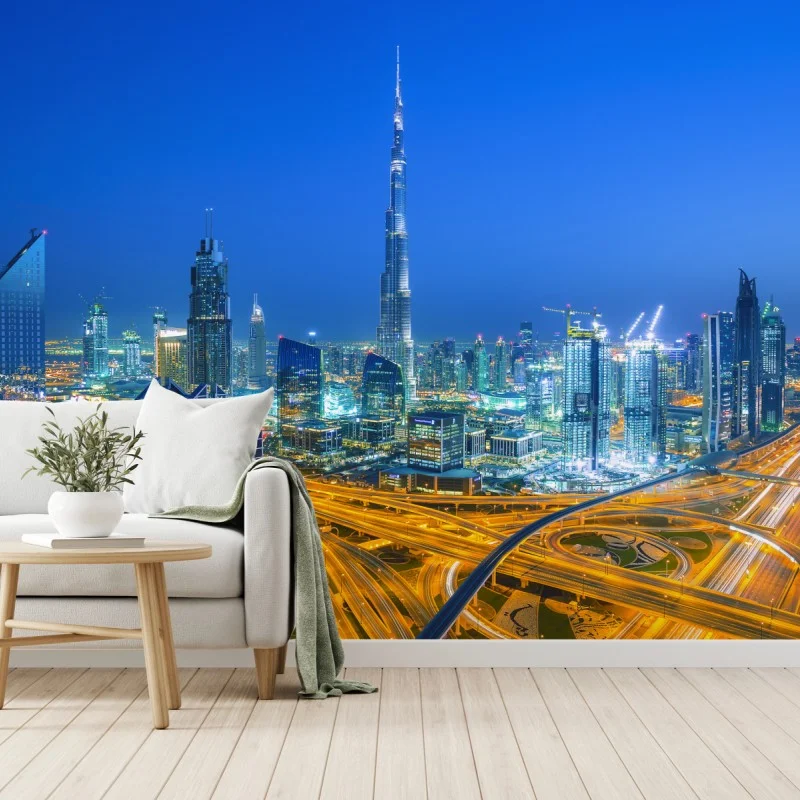 Fototapeta panorama Dubaju o zmierzchu